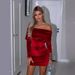 Verve 2025 New Women's Fashion Solid Color Sexy Strapless Off-Shoulder Bodycon Velvet Dress_ecoleips.com