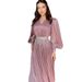 Women's Clothing New Fashion V Neck Pleated Tulle Long Sleeved Swing Dress_ecoleips.com
