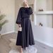 Women's Clothing Autumn New Middle East Dubai Flower Lantern Sleeve Loose Dress Women's Skirt Suit Two Piece_ecoleips.com