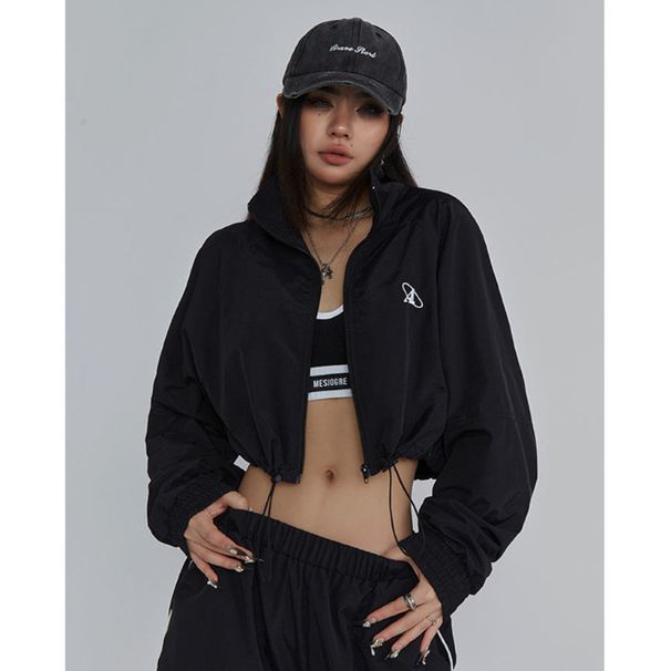 American-style Letter Embroidery Sports For Women, High-end Loose-fitting Street-style Long-sleeve Jacket_ecoleips.com
