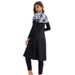 Women's Modest Muslim Swimwear Set – Long Sleeve Rash Guard & Swim Skirt | UPF 50+ Sun Protection, Full Coverage Islamic Swimwear (Black, S-4XL)_ecoleips.com