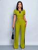 Women's Summer Outfit Set – Slim Fit Short Sleeve Color Block T-Shirt & Pants | Scandinavian Minimalist Style | Stretch Polyester-Spandex (S-XXL)_ecoleips.com