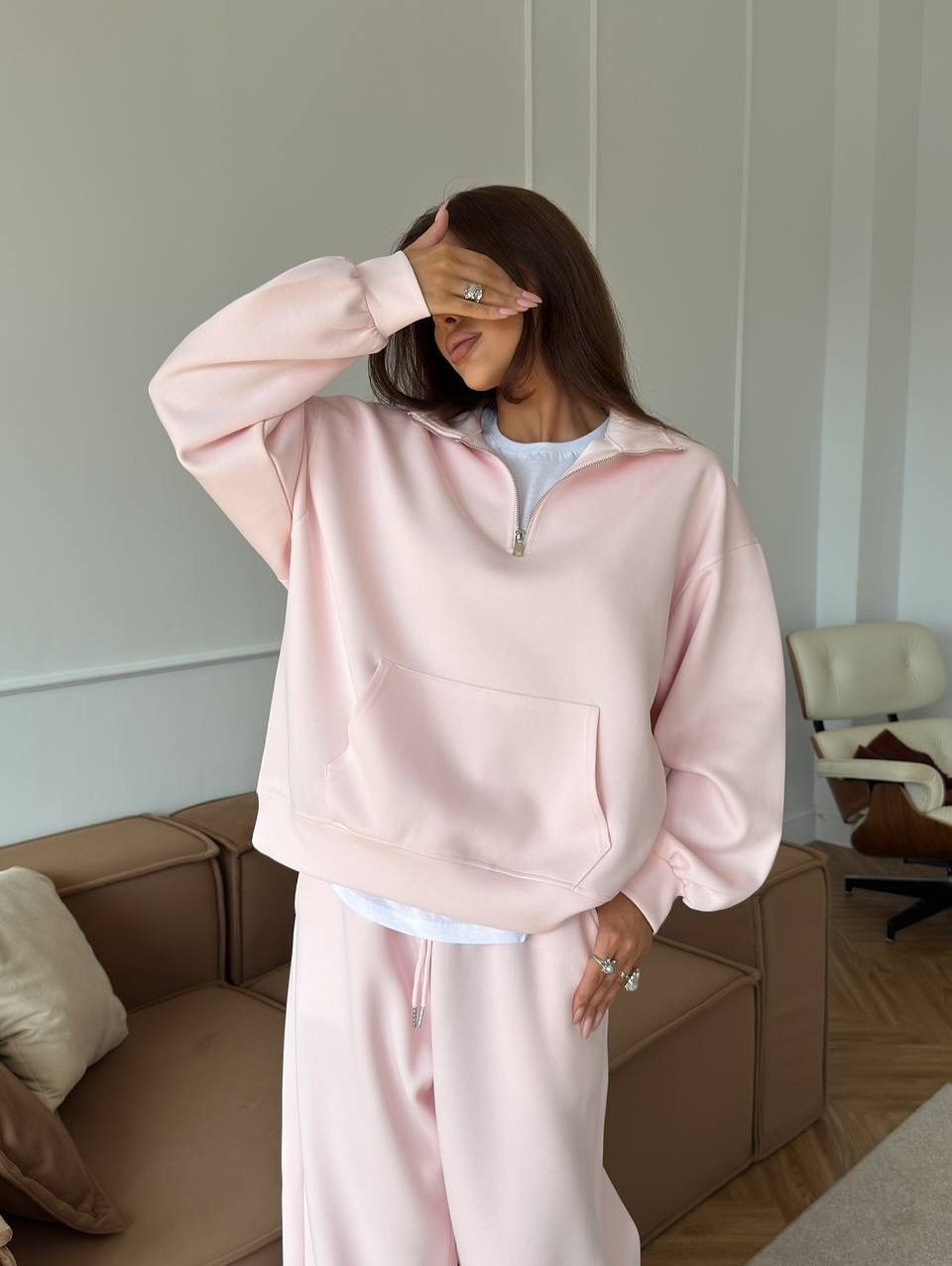 Women's Clothing Casual Cotton Blend Zip-Up Hoodie With Drawstring Wide-Leg Pants Two-Piece Set - Comfortable Streetwear Outfit For Everyday Wear_ecoleips.com