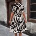 2026 European American Size Cross-border Dress With Ruffled Neckline, Back Slit, Digital Print, Elastic Waist, And Short_ecoleips.com
