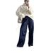 Women's High Waist Wide Leg Pants Casual Slimming Drapey Straight Leg Floor Length Side Stripes Cotton Elastic Waist_ecoleips.com