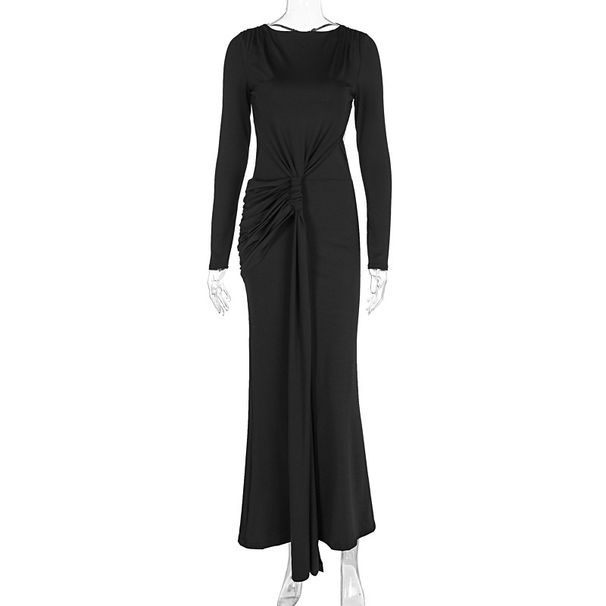 Sexy & Elegant Long Sleeve Bodycon Dress With Cut-Out Details - Stretchy Polyester Blend, Slim Fit, Black, S-L (Fall Fashion, Clubwear & Night Out)_ecoleips.com