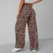 Women's Clothing Leopard Print Straight Leg Pants For Women Fashionable Wide Leg Long Trousers For Formal & Casual For Women_ecoleips.com
