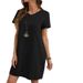 Women's Clothing New V Neck Cotton And Linen Short Sleeved Dress_ecoleips.com