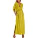 Women's High Waist Side Split V Neck Midi Dress – Trendy Elegant Spring Summer Gown 2026_ecoleips.com