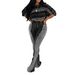 Women's Clothing Color Block Slim Fit Elastic Top And Casual Pants Two Piece Set For Spring And Autumn_ecoleips.com
