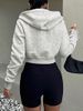 New Women's Clothing Long Sleeve Hooded Zipper Cardigan Short Sweater Casual Versatile Wear_ecoleips.com