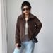 Women’S Plush Long Sleeve Coat – Luxe Faux Fur Trench Coat, Elegant Fall & Winter Outerwear_ecoleips.com
