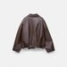 Vintage-Inspired Women's Faux Leather Bomber Jacket - Stylish Spring Casual Coat With Relaxed Fit (Black, Brown)_ecoleips.com