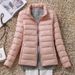 Women's Lightweight Down Jacket With Stand Collar, Slim Fit Short Puffer Coat For Autumn Winter, Plus Size Available_ecoleips.com