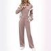 Women's Sporty Striped Lounge Set – Long Sleeve Color-Block Tracksuit (S-XXXL, Poly-Spandex Blend, Wrinkle-Free Chenille Fabric)_ecoleips.com