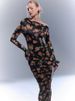 Blifanbo Sexy Flower Print Mid-dress Women Autumn Elegant Pleated Long Sleeve Bodycon Fashion Patchwork Female Print Long Dress_ecoleips.com