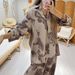 Oversized Printed Lounge Set – Flowy Drawstring Pants & Long-Sleeve Top With Botanical Motifs (M-Xxxl, Grey/Blue/Green/Red)_ecoleips.com