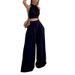 2025 Fashion Casual Halter Neck Slim Fit Elegant Bustier Folded High Waist Long Pants Two-Piece Set For Women_ecoleips.com