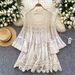 Women's Crochet Lace Knit Cover-Up Dress – Vintage Boho Style, Oversized Fit, Summer Beach & Casual Wear (Beige)_ecoleips.com