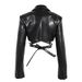 2025s Queen Style Mini Suit 2025 With Full Swing, Cross Straps, Waist Cinching, Chest Revealing, Long Sleeved PU Leather Short_ecoleips.com