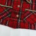 Women's Stylish Casual Classic Versatile Tweed Jacket - Red Checkered Pattern, Relaxed Fit, Long Sleeve, Polyester Blend Fabric_ecoleips.com