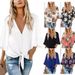 Women's Clothing Summer Temperament Commuting Sun Protection Loose Chiffon V Neck Knotted Shirt_ecoleips.com