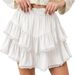 Aria Basics Aria Basics European And American Women's Elegant Ruffled Mini Skirt, Tennis Summer Shorts, Solid Color With Lace Trim_ecoleips.com