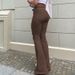 Women's Clothing Spot Street Fashion Ripped Edge High Waist Hip Lift Flared Jeans Tall And Slim Casual Trousers_ecoleips.com