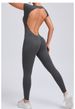 Tight Fitting Quick Drying Yoga Jumpsuit One-piece Yoga Suit Short Sleeved Backless Hip Lifting Exercise Fitness Suit_ecoleips.com