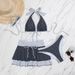 Women's Three Piece Swimsuit Set Polka Dot Print Bikini Strappy Sexy Dress With Cover Up Skirt Style Vacation Wear_ecoleips.com