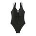 Women’s Clothing new conservative one piece swimsuit women's solid color drawstring hollow tight beach swimsuit_ecoleips.com