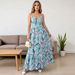 Women's Fashion Floral Print French Style Halter Maxi Dress – Casual Boho Summer Gown_ecoleips.com