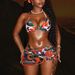 Women's 3 Piece Bikini Swimwear European American Style Printed Short Skirt Tie Up Backless Direct Factory Sales New 2026_ecoleips.com