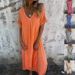 New Arrival Women's Cotton Linen V Neck Semi Formal Dress Style Independent Store Fashion_ecoleips.com