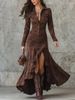 Slim Fit Zipper Stand Collar Slit Long Dress For Women Casual Thin Dress_ecoleips.com