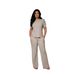 Women's 2-Piece Waffle Knit Lounge Set Short Sleeve Top And Pants Comfort Casual Outfit Versatile Day-To-Night Wear_ecoleips.com