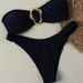 Women's Clothing Split Tube Top Bikini Neck Metal Accessories Swimsuit Suit Solid Color_ecoleips.com