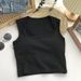 Sleeveless Square-neck Camisole With Exposed Collarbone And Built-in Chest Pads, Korean Style Versatile Solid Color Tube_ecoleips.com
