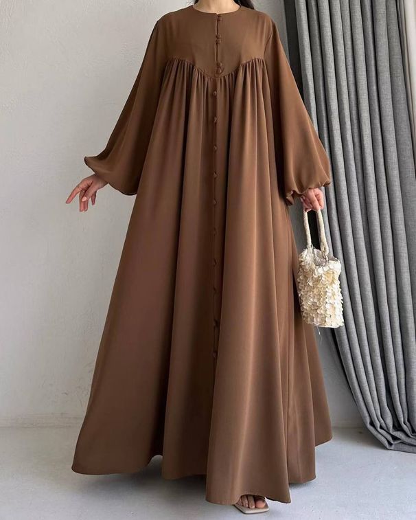 2024 New Model Abaya Middle Eastern Muslim Robe Large Hem Fashionable Elegant Dress_ecoleips.com