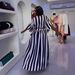Women's Elegant Boho Chic Maxi Dress Long Sleeve Batwing Striped Print Belted Waist Tunic Loose Fit Summer Dress_ecoleips.com