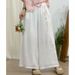 Suitable For All Seasons Artistic Embroidered Ramie Wide-Leg 2025 Summer New Elastic Waist Plus Size Slimming Double-Layer Casual Pants For Women_ecoleips.com