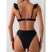 Yonghe New Cross Border European And American Solid Color Flying Split Swimsuit Female Sexy Beach Bikini Swimsuit Wholesale_ecoleips.com