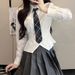 Women's Slimming Pleated Skirt And Long Sleeved Fitted Shirt Set JK Style Japanese Schoolgirl a Versatile Wholesale Clothing_ecoleips.com