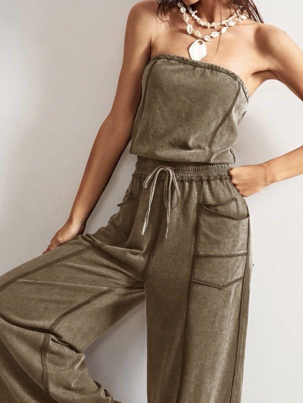 Spring/Summer Women's Sleeveless High Waisted Wide Leg Jumpsuit Solid Color Casual Slim Fit Tank Pants_ecoleips.com