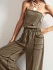 Spring/Summer Women's Sleeveless High Waisted Wide Leg Jumpsuit Solid Color Casual Slim Fit Tank Pants_ecoleips.com