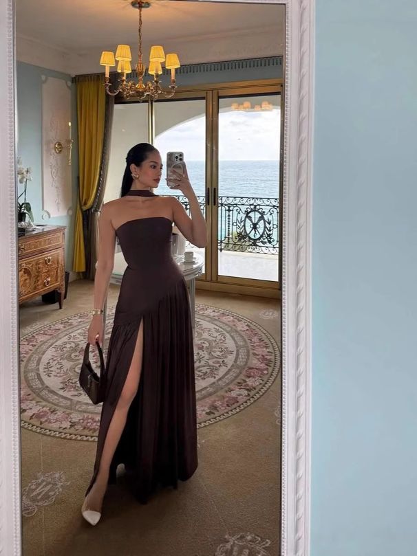 Women's Sexy Strapless Asymmetrical High Slit Backless Maxi Dress – Summer Party Gown 2026_ecoleips.com