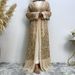 Voya Voya Women's Middle Eastern Fashion New Women's Lace Cardigan With Leaf Embroidery, Muslim Sequin Robe 1711_ecoleips.com