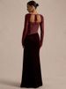 Blifanbo Lace Velvet Sexy Elegant Maxi Dress Women See Through Backless Split Square-Neck Long Sleeve Club Party Long Dress New_ecoleips.com