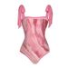 Lace Up One Piece Bikini Swimsuit Fashionable Spa Crossbody Swimwear Set Regular Fit Polyester Sexy Vacation Style_ecoleips.com