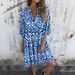Women's Clothing Spring And Summer New Casual V Neck Printed Pleated Dress_ecoleips.com